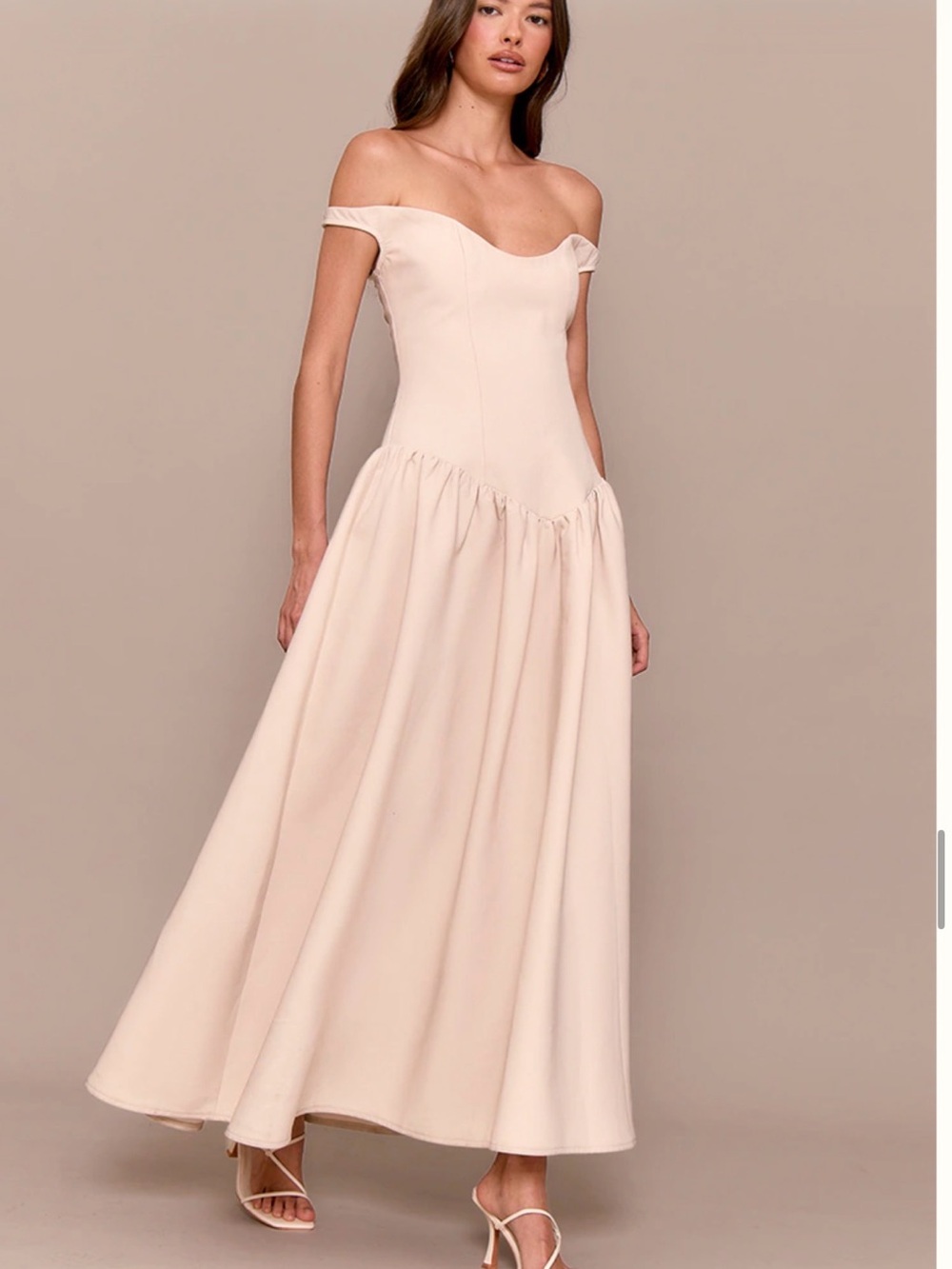 PrettyLittleThing Cream Satin Dress with Black Label